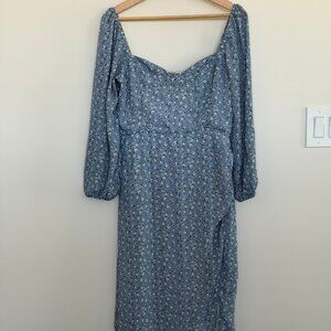 Abercrombie & Fitch Long Sleeve Draped Skirt Midi Dress